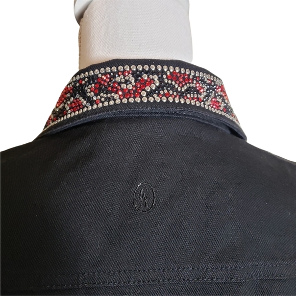 Christine Alexander Black Denim Jacket Sz Medium Swarovski Crystal Western Rodeo - Picture 7 of 14